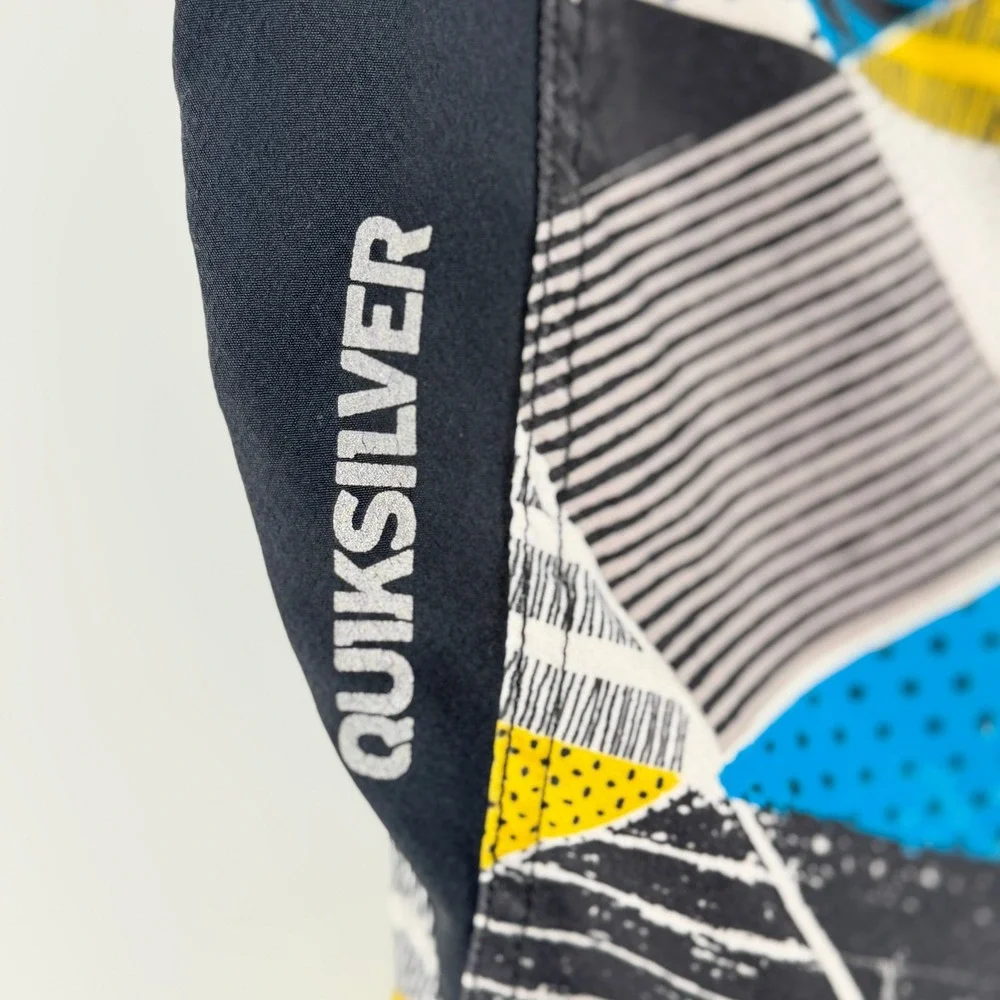 Quiksilver Mens Geometric Patchwork‎ Board Shorts Black Multi Color Size 28